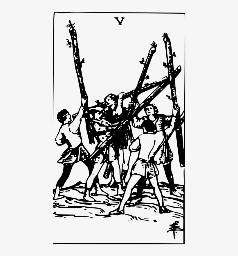 By Klaatu-tarot - Five Of Wands, transparent png