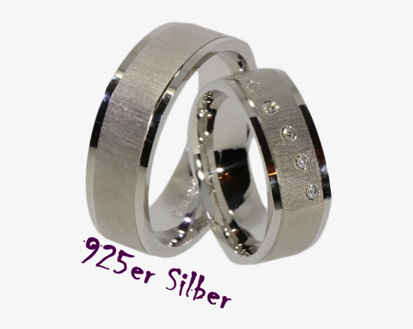 2 Silver Wedding Rings Couple Rings With 5 Cubic Zirconia - Silver, transparent png
