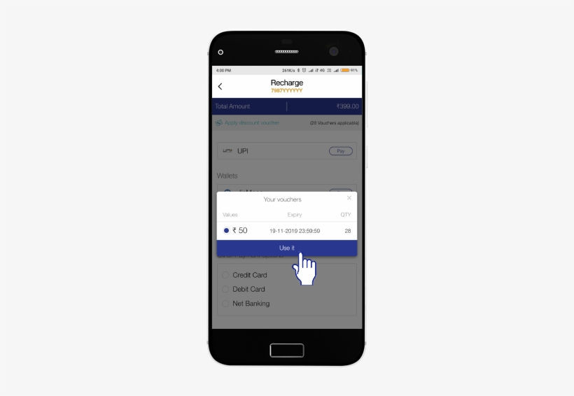 Select The Relevant Voucher And Click On 'use It' - Oppo F9 Pro, transparent png