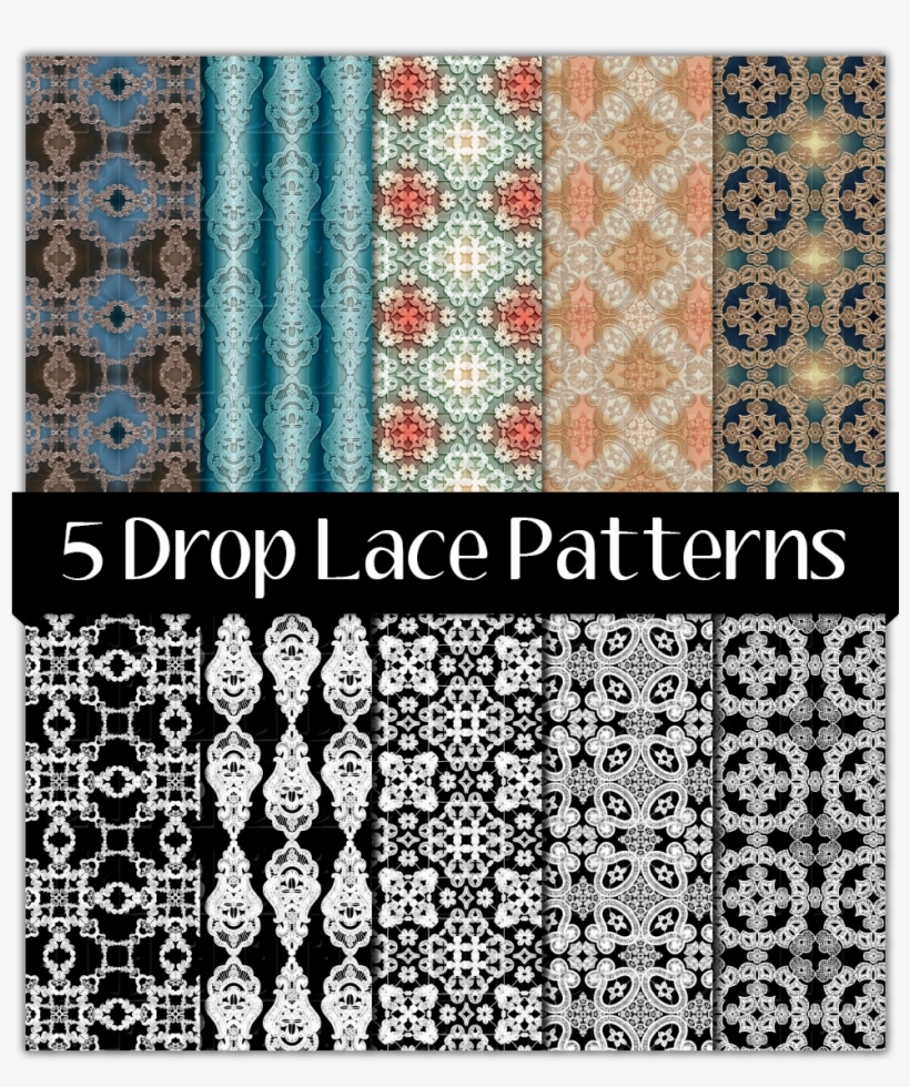 5 Seamless Drop Lace Patterns - Patchwork, transparent png