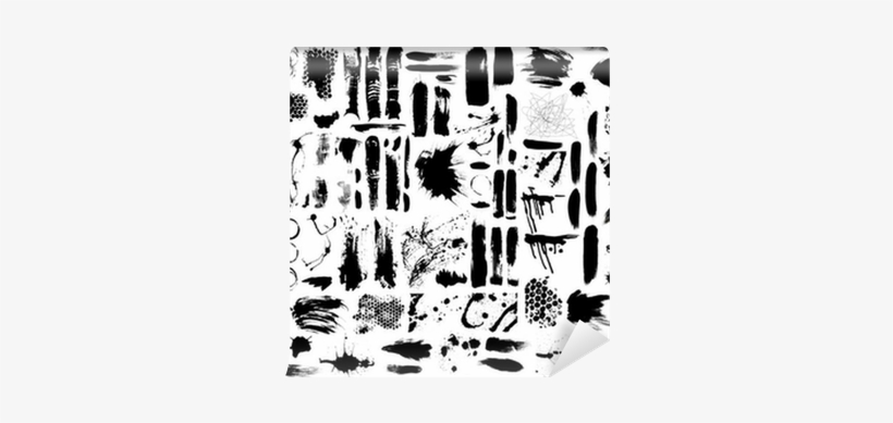 Brush Strokes And Paint Splatters Vector Set Wall Mural - Grunge Elements Vector Free, transparent png
