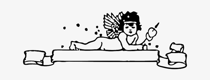 Black, White, Ribbon, Banner, Cupid - Vector Graphics, transparent png