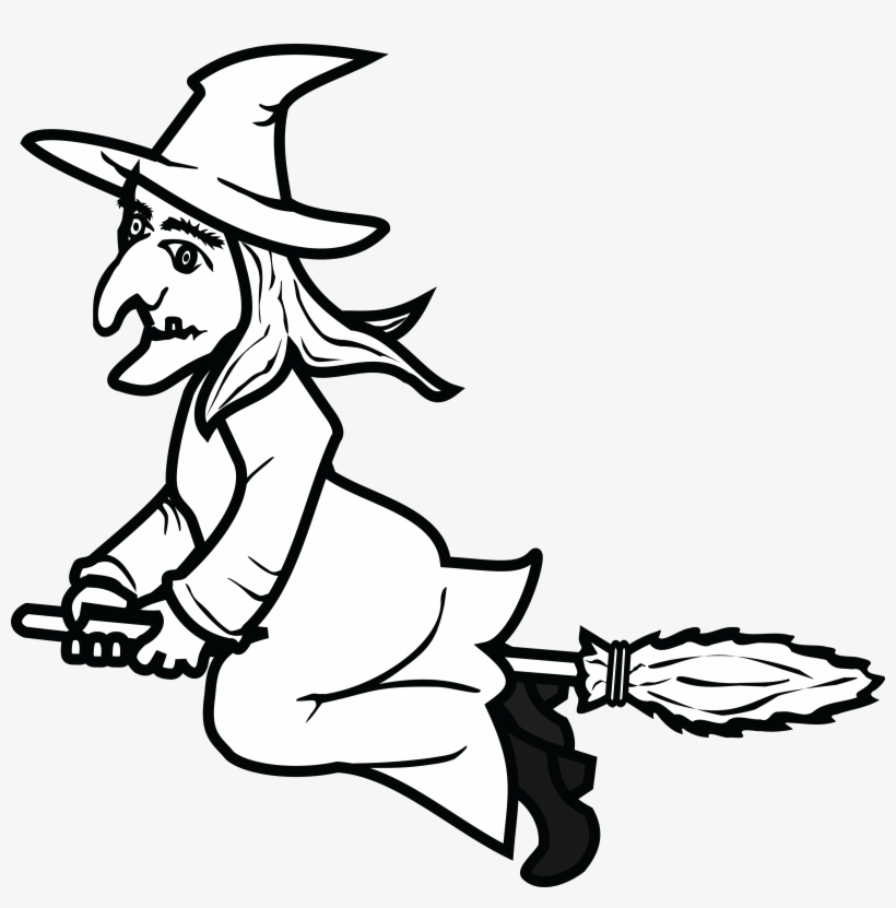, , - Black And White Witch Clip Art, transparent png