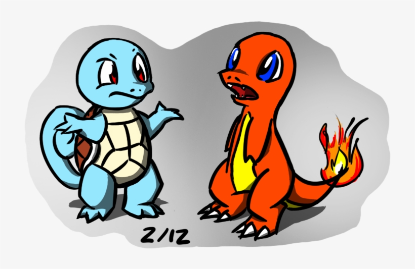 Squirtle And Charmander - Cartoon, transparent png