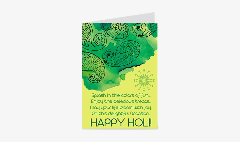 Green Paisley Holi Greeting Card - Diwali, transparent png