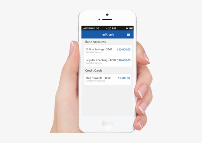 Mobile Banking Application By Mantra Information Services - White Iphone In Hand Png, transparent png