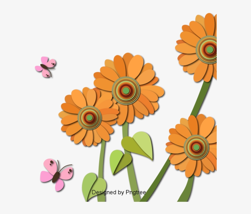 Beautiful Cartoon Lovely Hand Painted Paper Cut Flowers - Autumn, transparent png