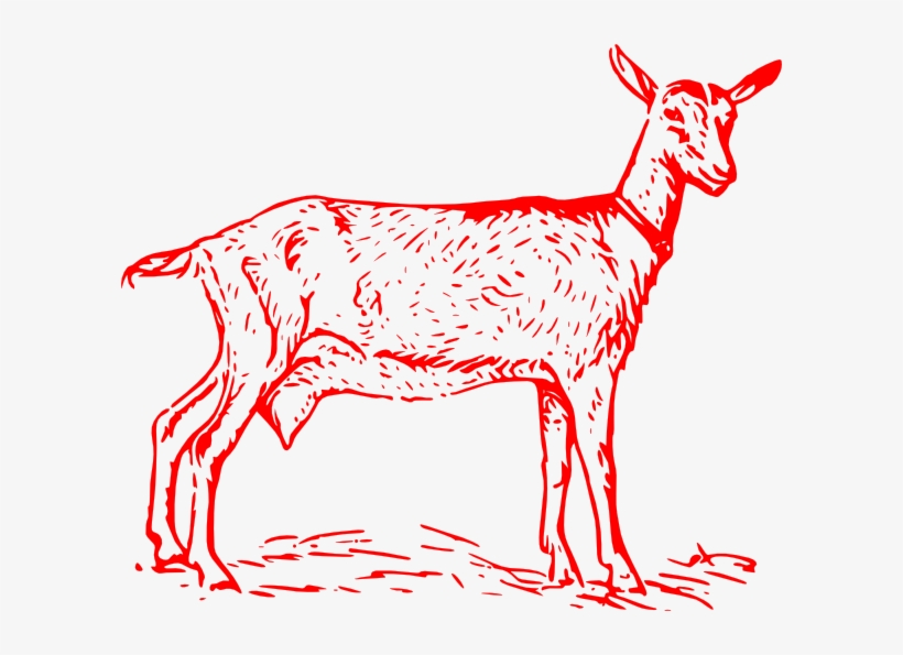Red Goat Outline Clip Art - Red Goat Png, transparent png