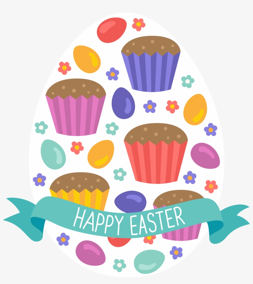 Easter Egg Cake Clip Art - Happy Easter Cupcake Clipart, transparent png