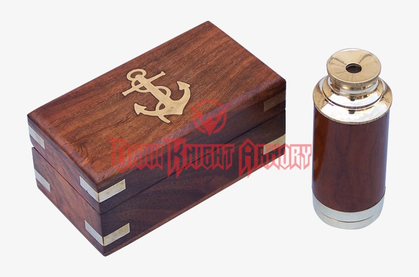 Hampton Nautical Scout's Brass/wood Spyglass Telescope, transparent png