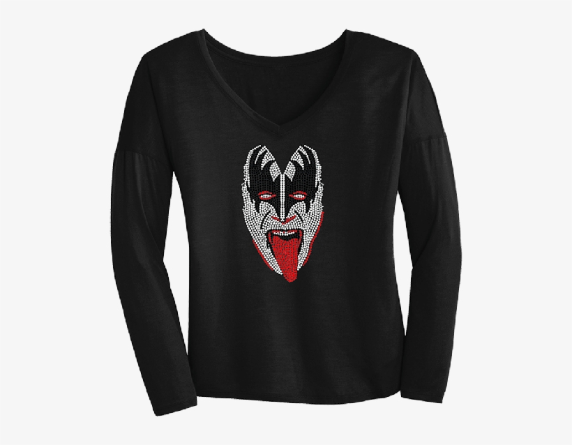 Demon Crystal Bling Portrait Long Sleeve Drapey V - Kiss Demon Bling Crystal Throw Pillow, transparent png