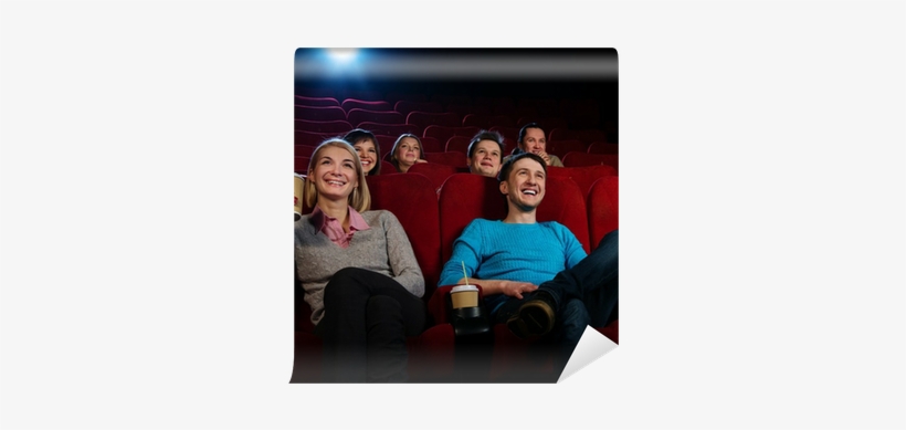 Group Of Smiling People Watching Movie In Cinema Wall - 4 Fotos 1 Palabra Perro Con Lentes, transparent png
