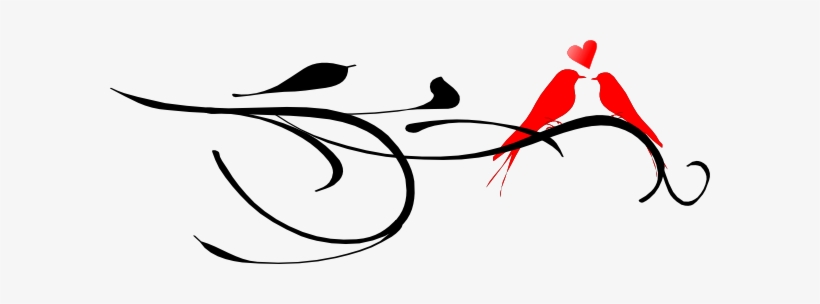Red Love Birds On A Branch Clip Art - Black And Red Love Birds, transparent png