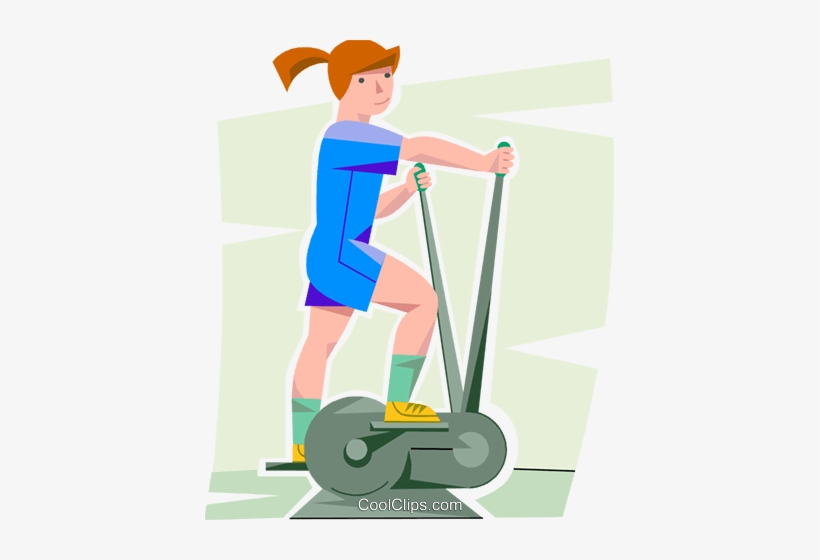 Girl Working Out On A Elliptical Trainer Royalty Free - Velo Elliptique Clipart, transparent png