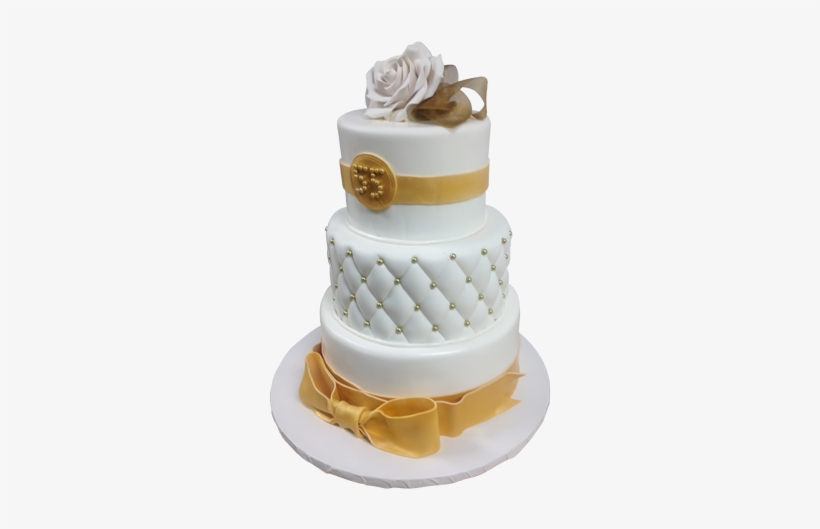 Sophisticated Gold And White Cake - Gold And White Cake Png, transparent png