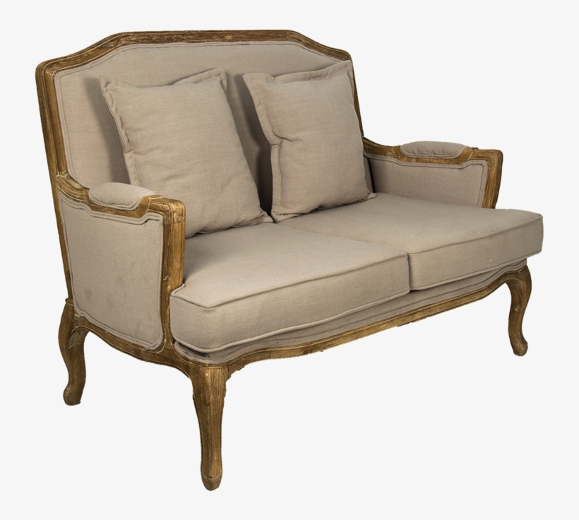 Louis Beige Linen Loveseat 2, transparent png