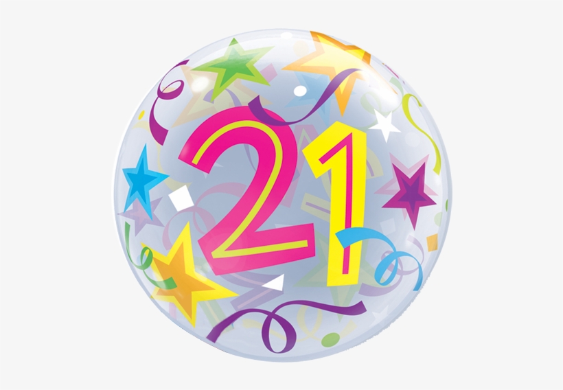 22" Single Bubble Age 21 Brilliant Stars Balloon - 22" 21 Brilliant Stars Plastic Bubble Balloons - Mylar, transparent png