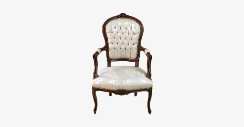 Armchair Of Louis Xv Brown Frame, Biege Royal Flowers - Louis Quinze, transparent png