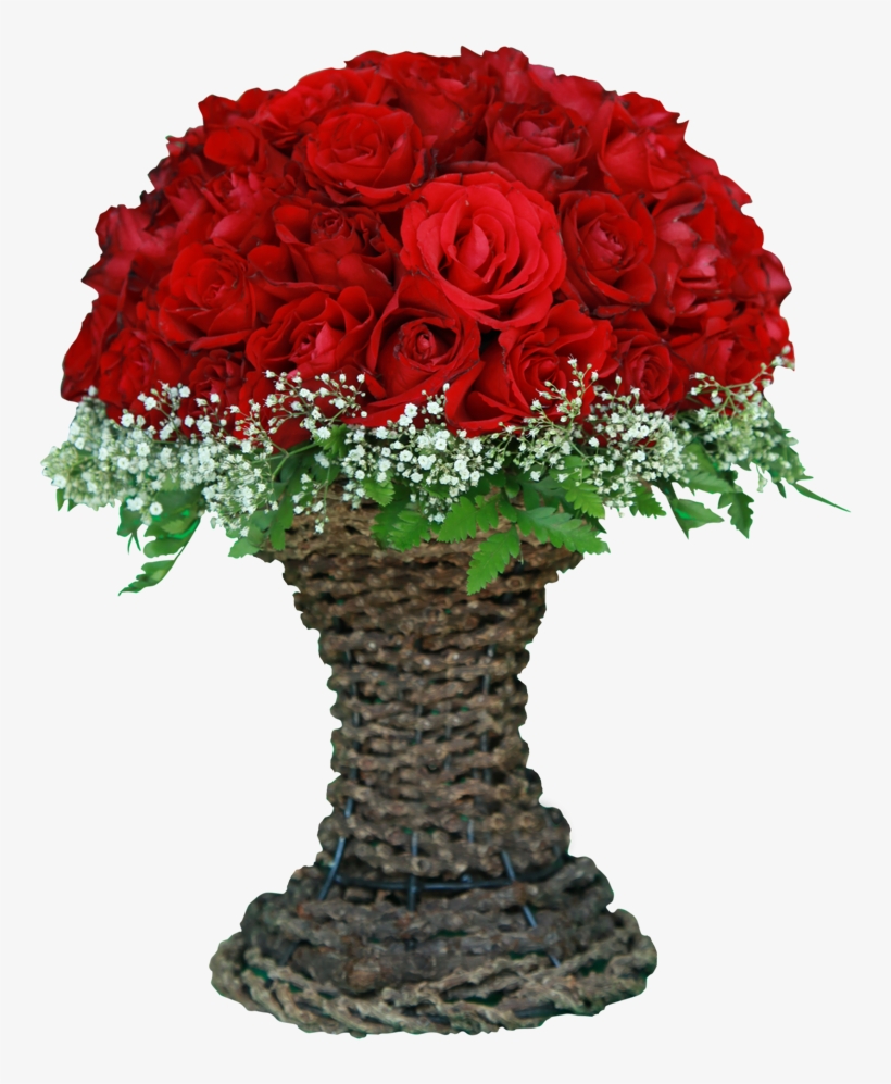 Vase Arrangement With 50 Red Roses - Bold, transparent png