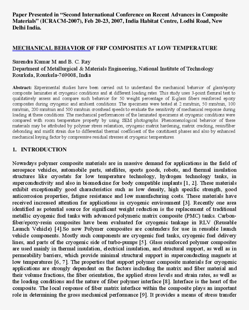 Mechanical Behaviour Of Frp Composites At Low Temperature - Marketing, transparent png
