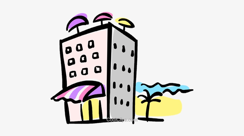 Hotel On The Beach Royalty Free Vector Clip Art Illustration - Hotel Clipart, transparent png