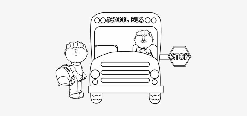 Black And White Child Getting On A School Bus Clip - School Bus Clipart Black And White Png, transparent png