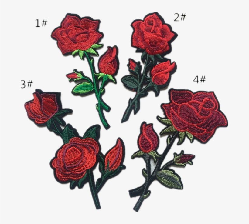 Embroidery Patches For Clothing Red Rose Flowers Patch - Clothing, transparent png