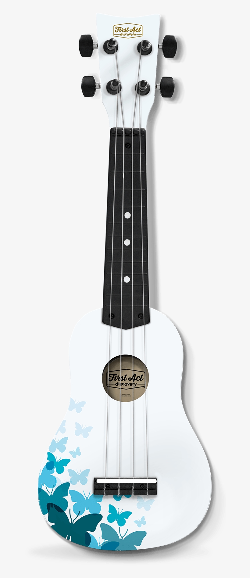 First Act Discovery Acoustic Guitar - White With Butterfly, transparent png