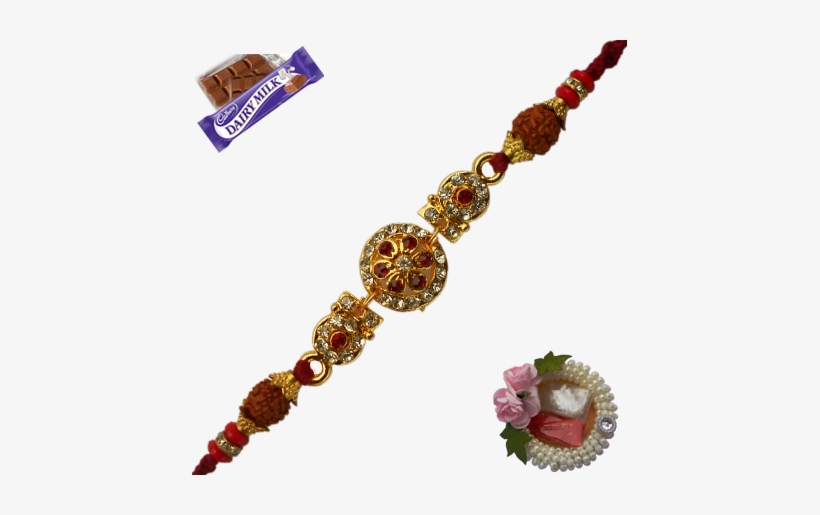 Traditional Gold Round Rakhdi With Rudraksha And Bead - Cadbury Dairy Milk Chocolate Bars, 12-count, transparent png
