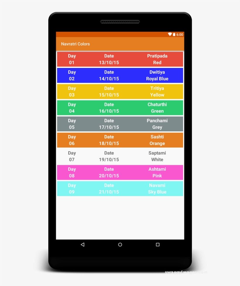 Navratri Colours 2018 Wallpapers - Navratri Color Code 2018, transparent png