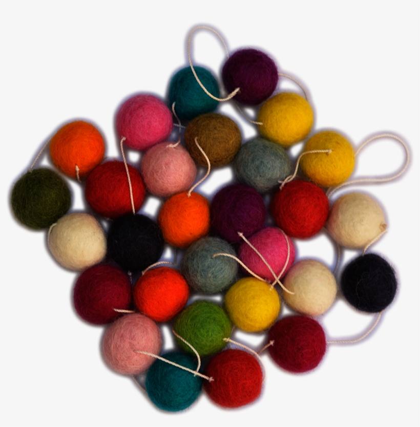 Felt Ball Garland - Felt, transparent png