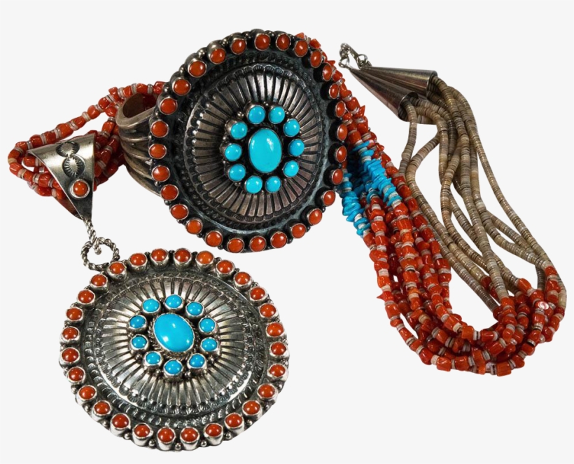 Lee Brown Native American Navajo Signed Sterling Turquoise - Navajo Necklace, transparent png