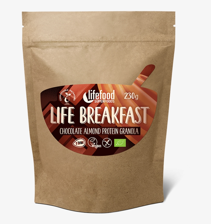 Raw Organic Life Breakfast Granola Chocolate Almond - Chocolate, transparent png