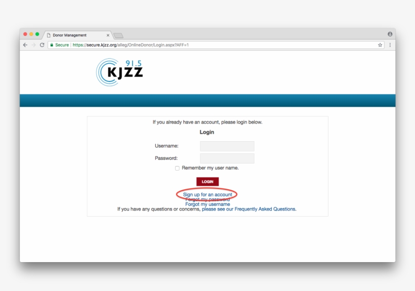 Click The "sign Up For An Account" Link On The E-member - Kjzz, transparent png
