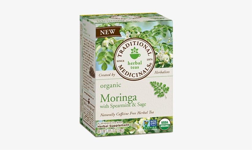 Moringa With Spearmint & Sage - Traditional Medicinals - Organic Moringa Tea Spearmint, transparent png