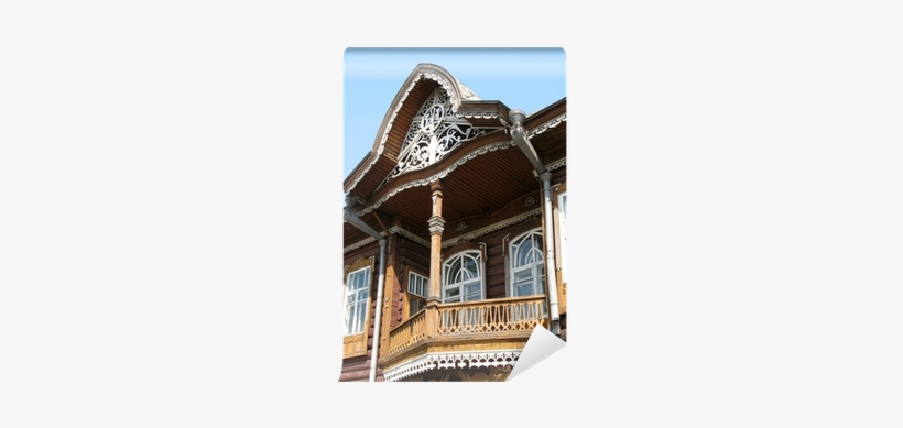 A Fragment Of A Wooden House With A Balcony Thread - House, transparent png