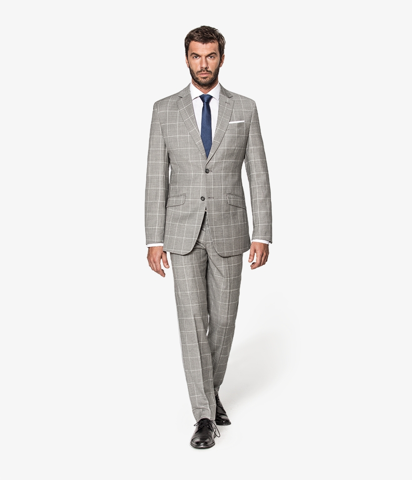 Grey Checked Wool Suit - Gray Double Breasted Tweed Suit, transparent png