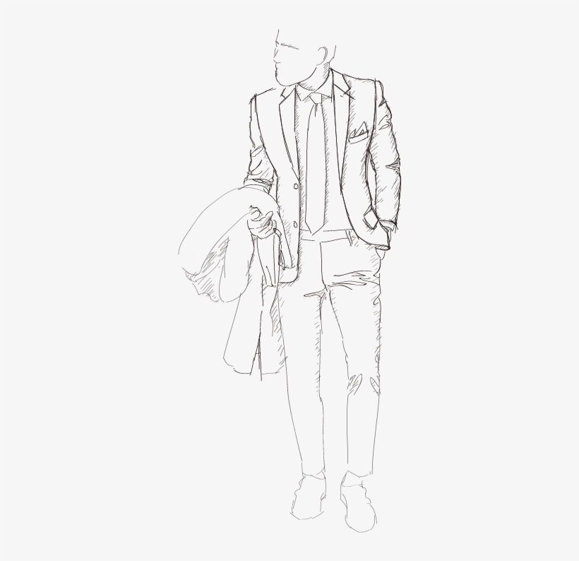 Men's Business Suits - Line Art, transparent png