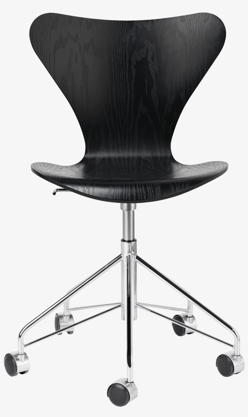 3117, Office Chair, Coloured Ash - Série 7 Swivel Chair - Leather By Fritz Hansen Black,chromed, transparent png