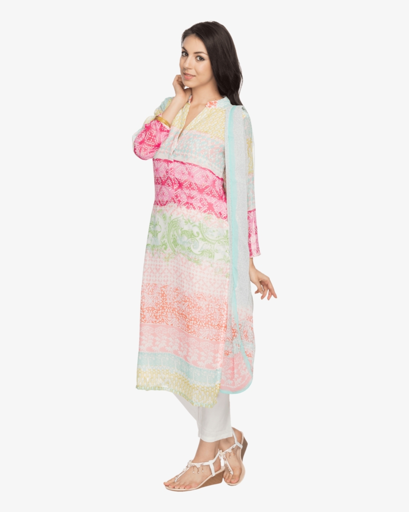 Womens Printed Salwar, Kurta And Dupatta Set - Dupatta, transparent png