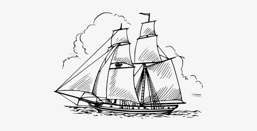 Sailboat, Boat, Sea, Sail, Ship, Vessel - Ship On Water Drawing, transparent png
