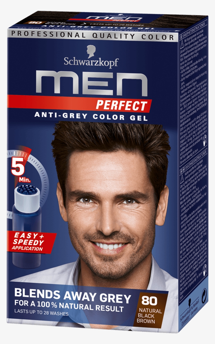 Men Perfect Com Anti Grey Color Gel 80 Natural Black - Schwarzkopf Men 80, transparent png