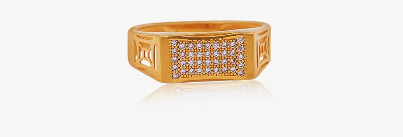 White Stones Geometric Design Gold Ring - Gold, transparent png