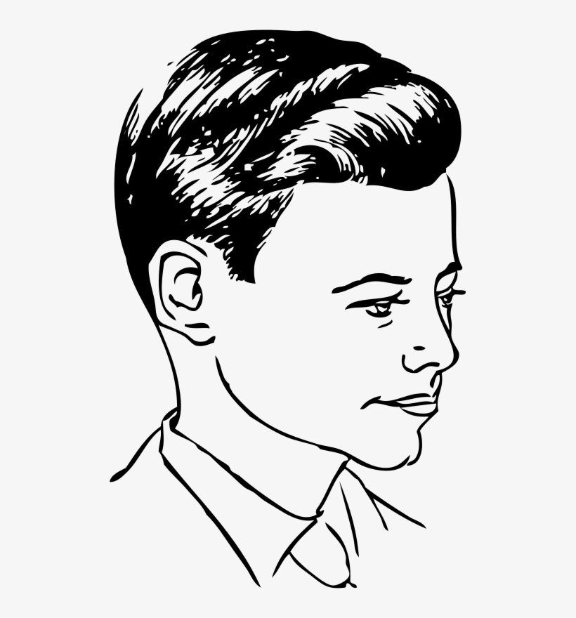 Free Medium Haircut With Side Part 2 - Gents Face Clip Art, transparent png