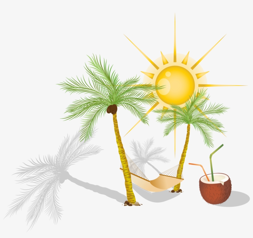 Hammock Arecaceae Clip Art - Hammock With Palm Tree Clip Art, transparent png