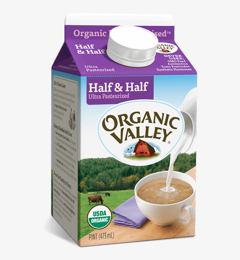Pint Half & Half, Ultra Pasteurized, - Organic Valley Creamer, transparent png