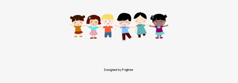 Cartoon Cute Children Holding Hands Happy Kids, Cute - Cartoon, transparent png