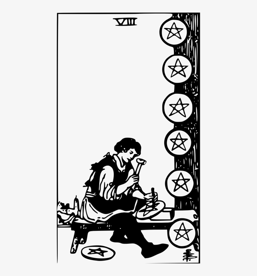 By Klaatu-tarot - Eight Of Pentacles, transparent png