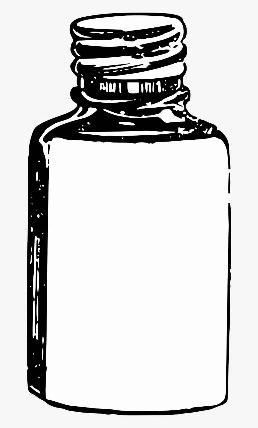 Vintage Book Clipart - Medicine Bottle Clipart Black And White, transparent png