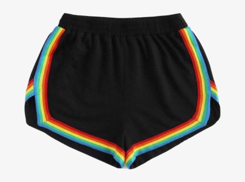 Moodboard Aesthetic Shorts Rainbow Black Niche Png - Dolphin Shorts Rainbow Stripes, transparent png